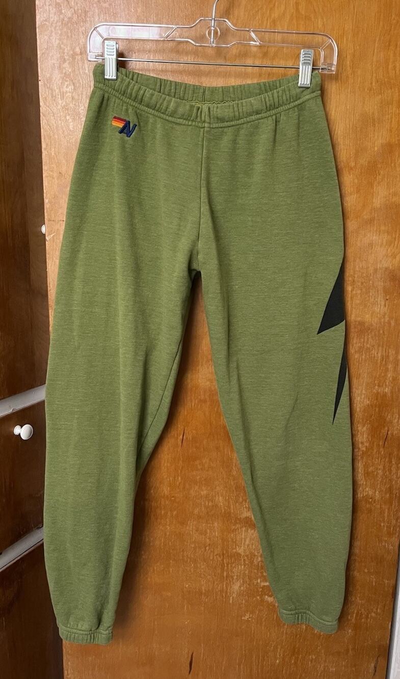 Aviator Nation Bolt Sweatpants Lightning Jungle Olive Army Green Slouchy Sz S
